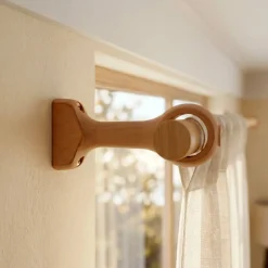 Online Set di 2 supporti fissi per asta legno (L115 / D28 mm) Nils Verniciato Tende : Bastoni, Aste E Supporti|Asta A Soffitto