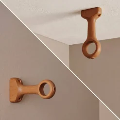 Discount Set di 2 supporti per asta fissi in legno (L115 / D28 mm) Nils Tende : Bastoni, Aste E Supporti|Asta A Soffitto