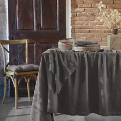 Clearance Set di 3 tovaglioli garza di cotone Gaïa Grigio granito Tovaglioli