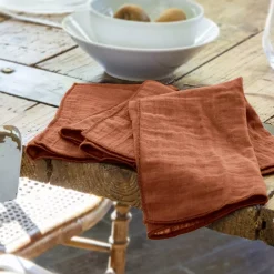 Discount Set di 3 tovaglioli garza di cotone Gaïa Tovaglioli