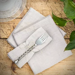 Discount Set di 3 tovaglioli garza di cotone Gaïa Grigio nuvola Tovaglioli