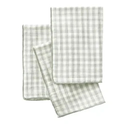 Set di 3 tovaglioli in garza di cotone (40 x 40 cm) Gaïa vichy Verde eucalipto Tovaglioli