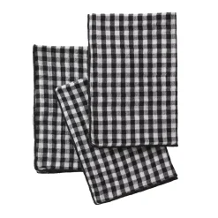 Sale Set di 3 tovaglioli in garza di cotone (40 x 40 cm) Gaïa vichy Nero Tovaglioli