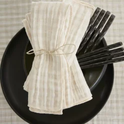 New Set di 3 tovaglioli in garza di cotone (40 x 40 cm) Gaïa vichy Beige Tovaglioli