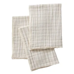 New Set di 3 tovaglioli in garza di cotone (40 x 40 cm) Gaïa vichy Beige Tovaglioli