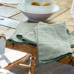 Set di 3 tovaglioli in garza di cotone (40 x 40 cm) Gaïa Verde eucalipto