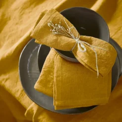Sale Set di 3 tovaglioli lino lavato (40 x 40 cm) Louise Tovaglioli