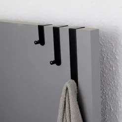 Set 3 ganci appendiabiti per porta inox (H7-13-19 cm) Nero