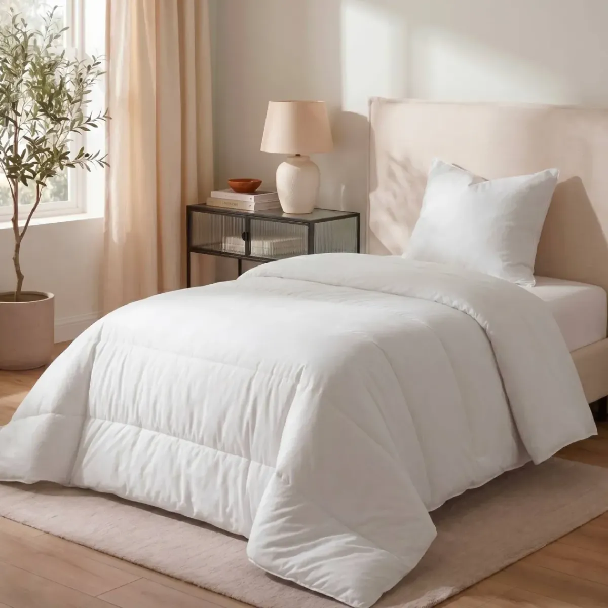 New Set Piumone caldo antiacari (140 x 200 cm) + 1 Cuscino (60 x 60 cm) Comète Piumini, Cuscini Letto, Cuscini A Rullo
