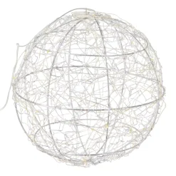 Sfera luminosa da appendere 300 micro LED (D25 cm) Luce Polare Argento e bianco caldo
