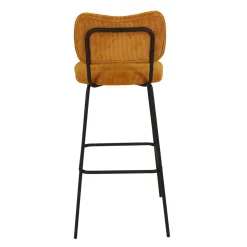 Sgabello da bar con schienale in velluto a coste (Altezza seduta 77cm) Orion Giallo ocra