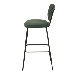 Sgabello da bar con schienale in velluto a coste (Altezza seduta 77cm) Orion Verde scuro