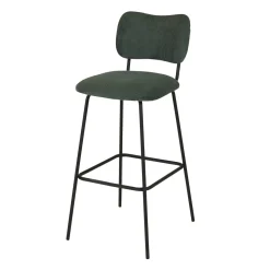 Sgabello da bar con schienale in velluto a coste (Altezza seduta 77cm) Orion Verde scuro