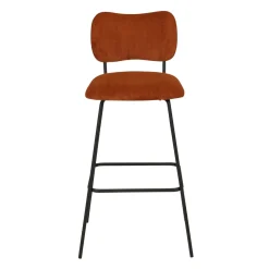 Sgabello da bar con schienale in velluto a coste (Altezza seduta 77cm) Orion Marrone scuro