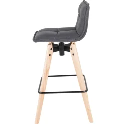 Sgabello da bar girevole con schienale in tessuto (Altezza seduta 75cm) Osla Grigio scuro