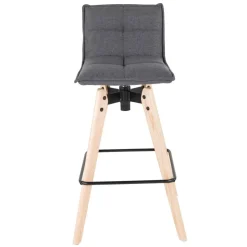 Sgabello da bar girevole con schienale in tessuto (Altezza seduta 75cm) Osla Grigio scuro