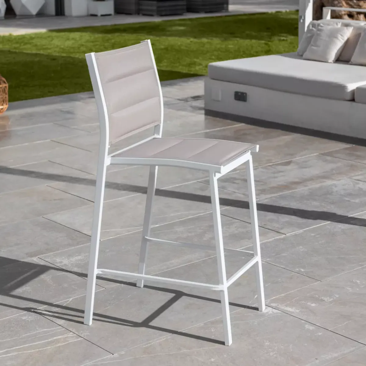 Discount Sgabello da giardino Alluminio impilabile Murano Bianco e tortora Sedie Da Giardino