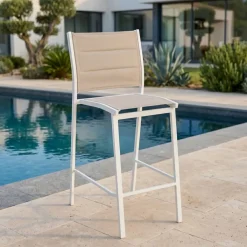 Discount Sgabello da giardino Alluminio impilabile Murano Bianco e tortora Sedie Da Giardino