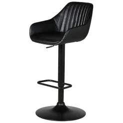 Sgabello isola centrale girevole con schienale in similpelle (Altezza regolabile 62/83 cm) Zila Nero