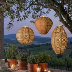 Sospensione da giardino solare (H38 cm) Lanterna traforata Marrone