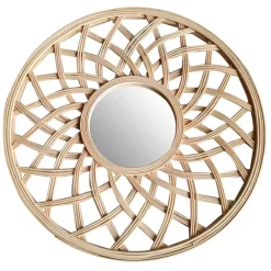 Specchio da parete in bambù (D44.5 cm) Orenna Beige