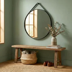 Specchio da parete rotondo con corda (78 cm) Salineño Nero