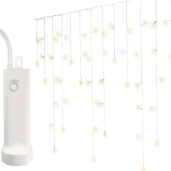 Stalattite luminosa con pile 14 m 384 LED cavo bianco Durawise Bianco caldo