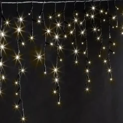Stalattite luminosa 11 m 259 LED cavo nero Stars Bianco caldo