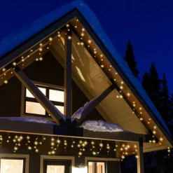 Stalattite luminosa 20 m 490 LED cavo nero Stars Bianco caldo dorato