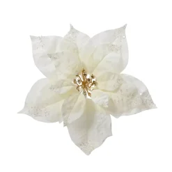 Stella di Natale di Natale su pinza (D25 cm) Purezza glitterata Bianco