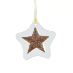 Stella di Natale in vetro (D7 cm) Morillon Bianco e oro glitterato