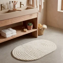 Online Tappeto da bagno ovale in cotone tuftato (50 x 80 cm) Boho-chic grigio Tappeto Bagno|Biancheria Bagno