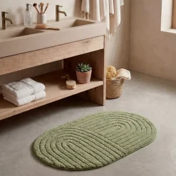 Clearance Tappeto da bagno ovale in cotone tuftato (50 x 80 cm) Boho-chic oliva Tappeto Bagno|Biancheria Bagno