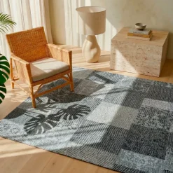 Tappeto da soggiorno rettangolare jacquard (160 x 230 cm) Rishi e grigio Tappeti Soggiorno/Camera