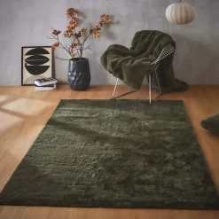 Tappeto rettangolare in finta pelliccia (140 x 200 cm) Finn Verde kaki