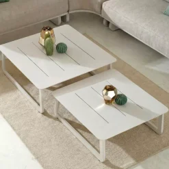 Online Tavolino da giardino quadrato in alluminio (70 x 70 cm) Long Beach cenere Salotto Da Giardino|Tavolini Da Giardino, Divani
