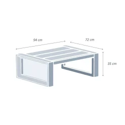 Hot Tavolino da giardino rettangolare in alluminio (94 x 72 cm) Elba Grigio Tavolini Da Giardino, Divani