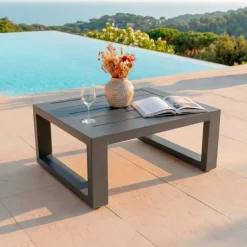 Hot Tavolino da giardino rettangolare in alluminio (94 x 72 cm) Elba Grigio Tavolini Da Giardino, Divani