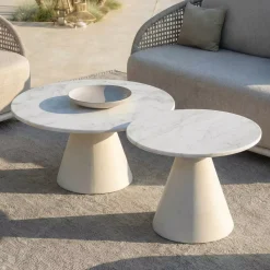New Tavolino da giardino rotondo in ceramica (D81 cm) Riviera Tavolini Da Giardino, Divani