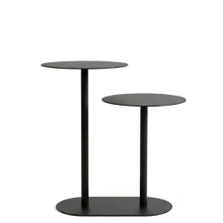 Tavolino in metallo a 2 livelli (H53 cm) Luga Nero