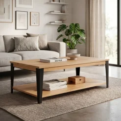 Tavolino rettangolare in rovere massiccio (120 cm) Bristol Naturale