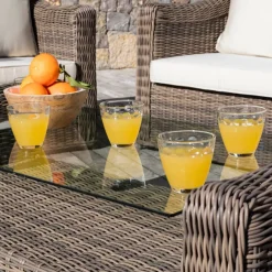 Online Tavolino rettangolare resine intrecciata Calvi Seppia Tavolini Da Giardino, Divani