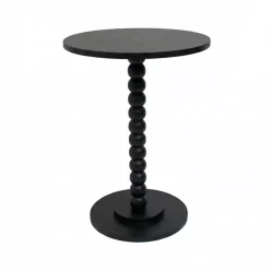 Tavolino rotondo in legno (H61,5 cm) Banita Nero