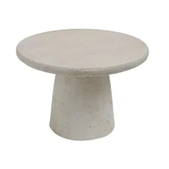Tavolino rotondo in magnesio ossidato (H41,9 cm) Nuvian Effetto travertino