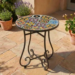 New Tavolino rotondo in mosaico (H46 x D39 cm) Braga Tavolini Da Giardino, Divani