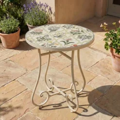 Best Tavolino rotondo in mosaico (H46 x D39 cm) Coimbra Crema Tavolini Da Giardino, Divani