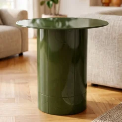 Tavolino rotondo in vetro e MDF (H51 cm) Jila Verde