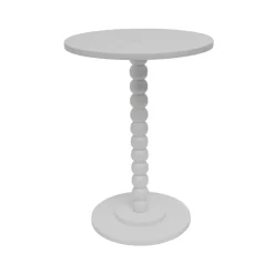 Tavolino tondo in legno (H61,5 cm) Banita Bianco