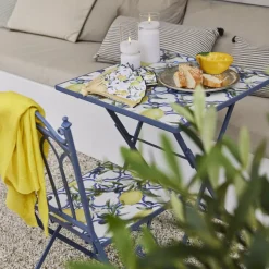 Clearance Tavolo bistro quadrato pieghevole in mosaico (58 x 58 cm) Sorrento Azzurro Salotto Da Balcone|Tavoli Da Giardino