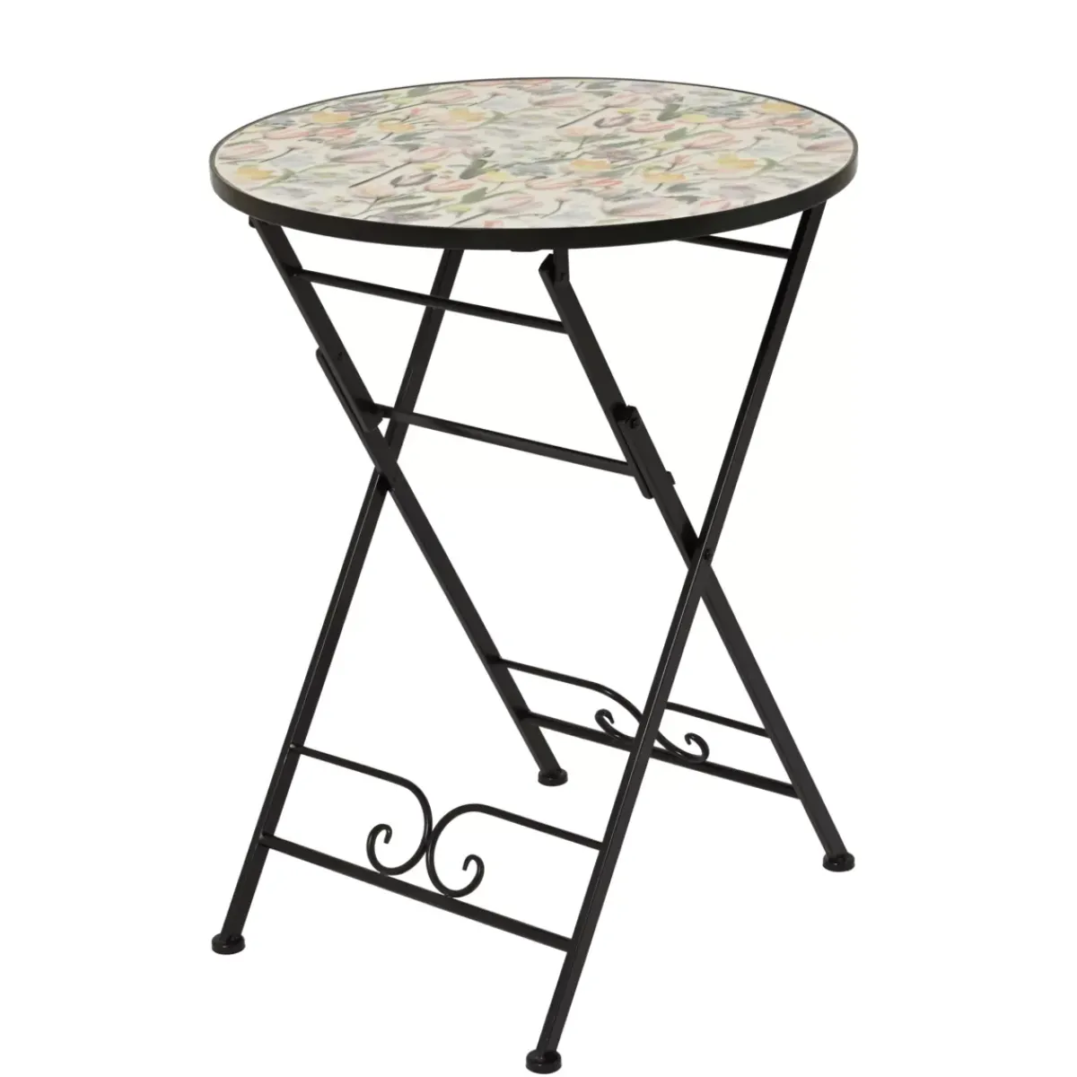 Tavolo bistro rotondo pieghevole in mosaico (D58 cm) Lisse Pastel Salotto Da Balcone|Tavoli Da Giardino